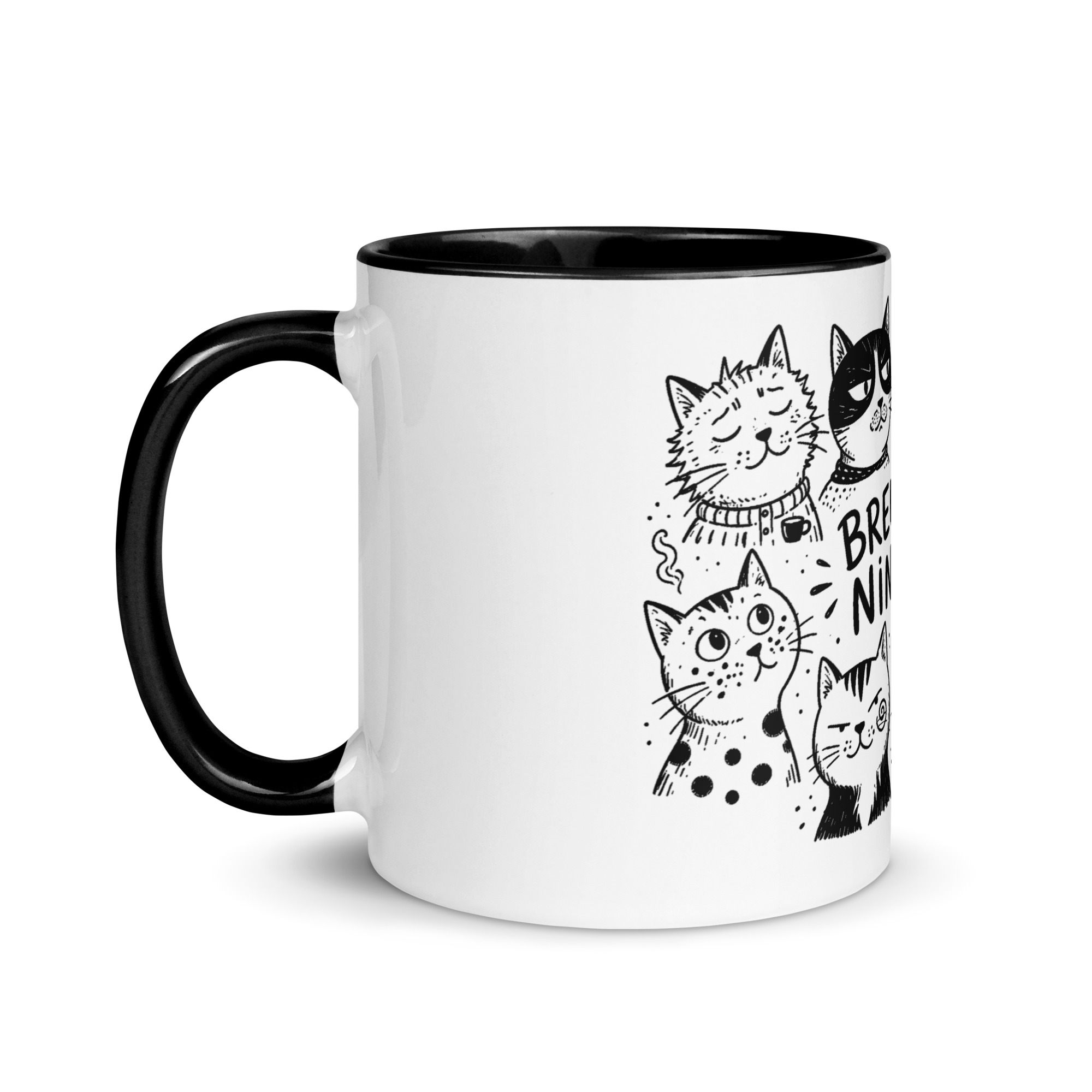 Brewed for Nine Lives Cat Mug with Color Inside - Image 4