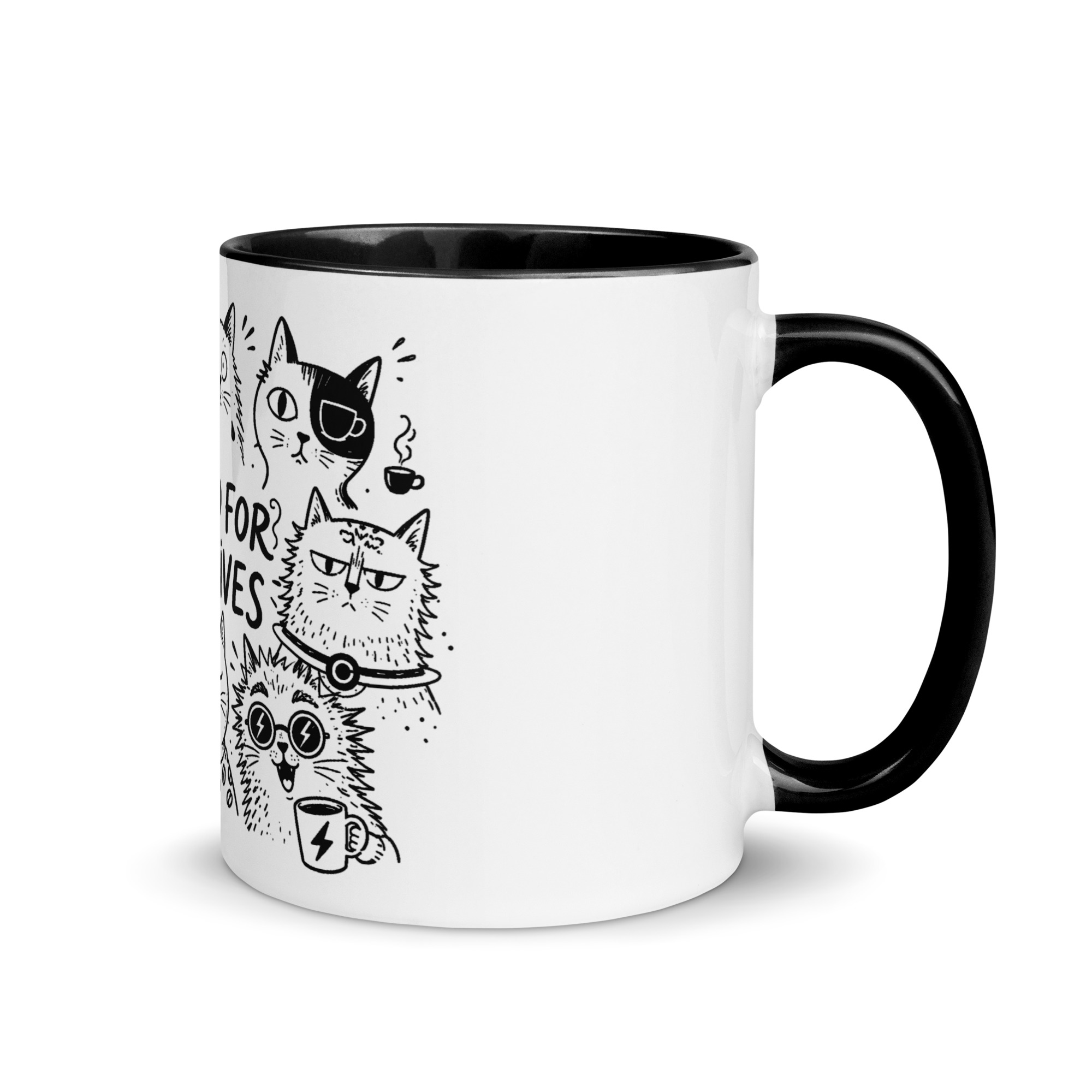 Brewed for Nine Lives Cat Mug with Color Inside - Image 2