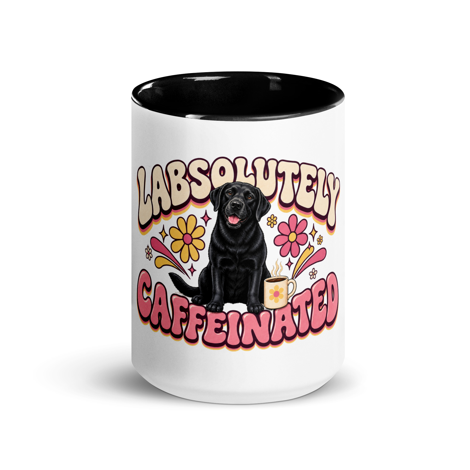 Labsolutely Caffeinated Black Lab Mug with Color Inside