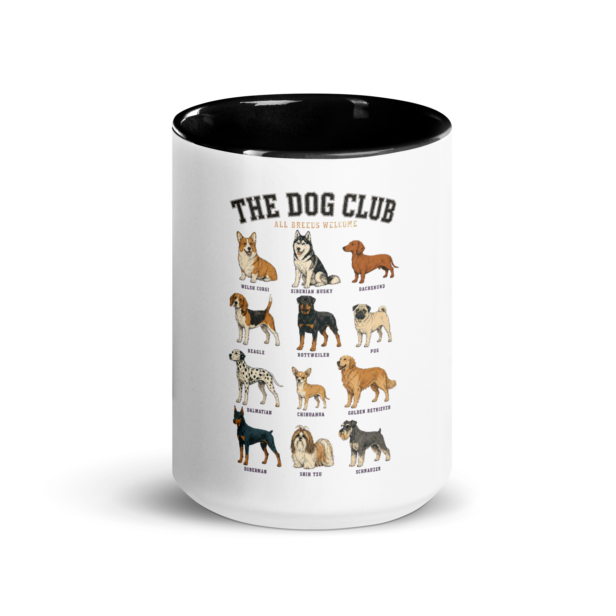 The Dog Club Mug with Color Inside – All Breeds Welcome