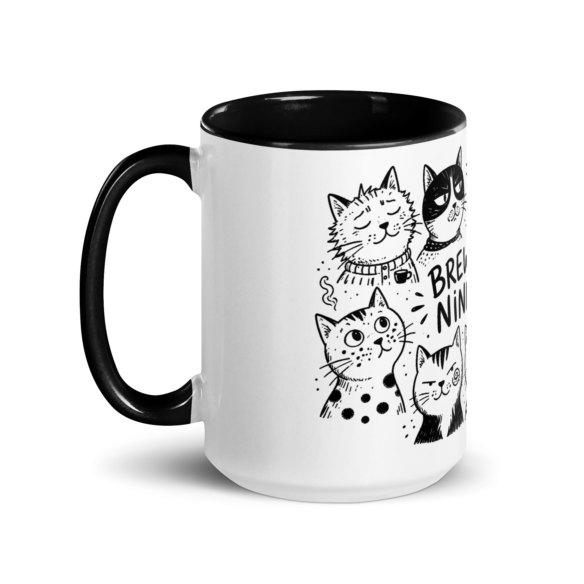 Brewed for Nine Lives Cat Mug with Color Inside - Image 7