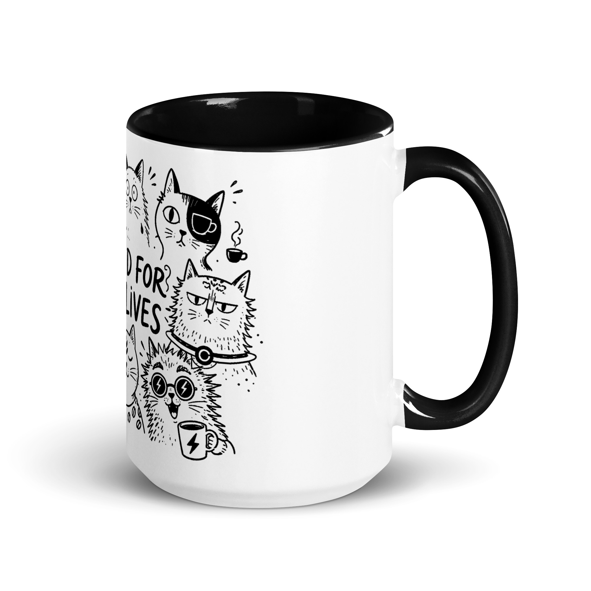 Brewed for Nine Lives Cat Mug with Color Inside - Image 5