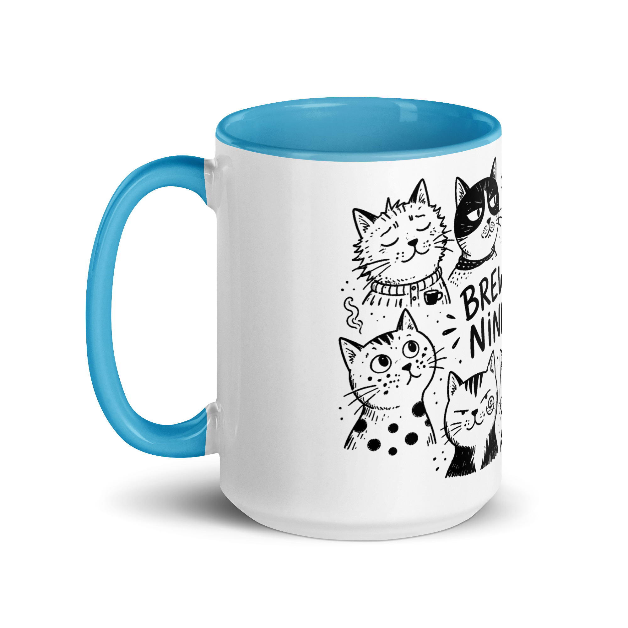 Brewed for Nine Lives Cat Mug with Color Inside - Image 34