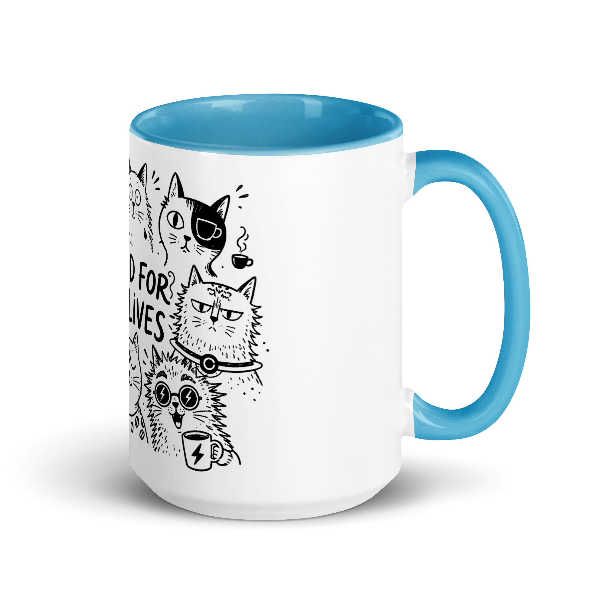 Brewed for Nine Lives Cat Mug with Color Inside - Image 32