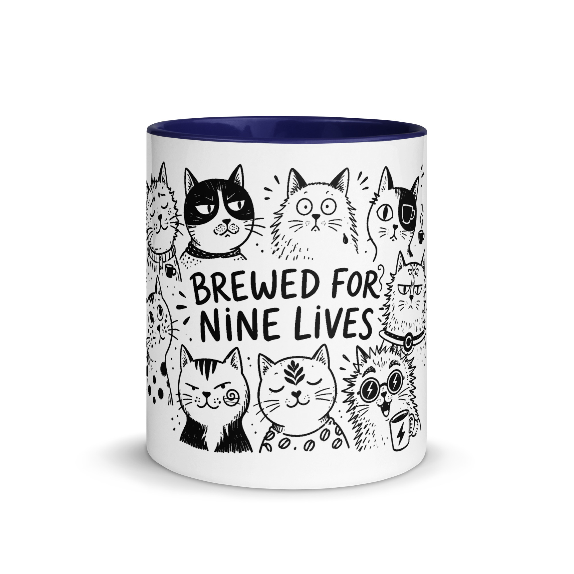 Brewed for Nine Lives Cat Mug with Color Inside - Image 9