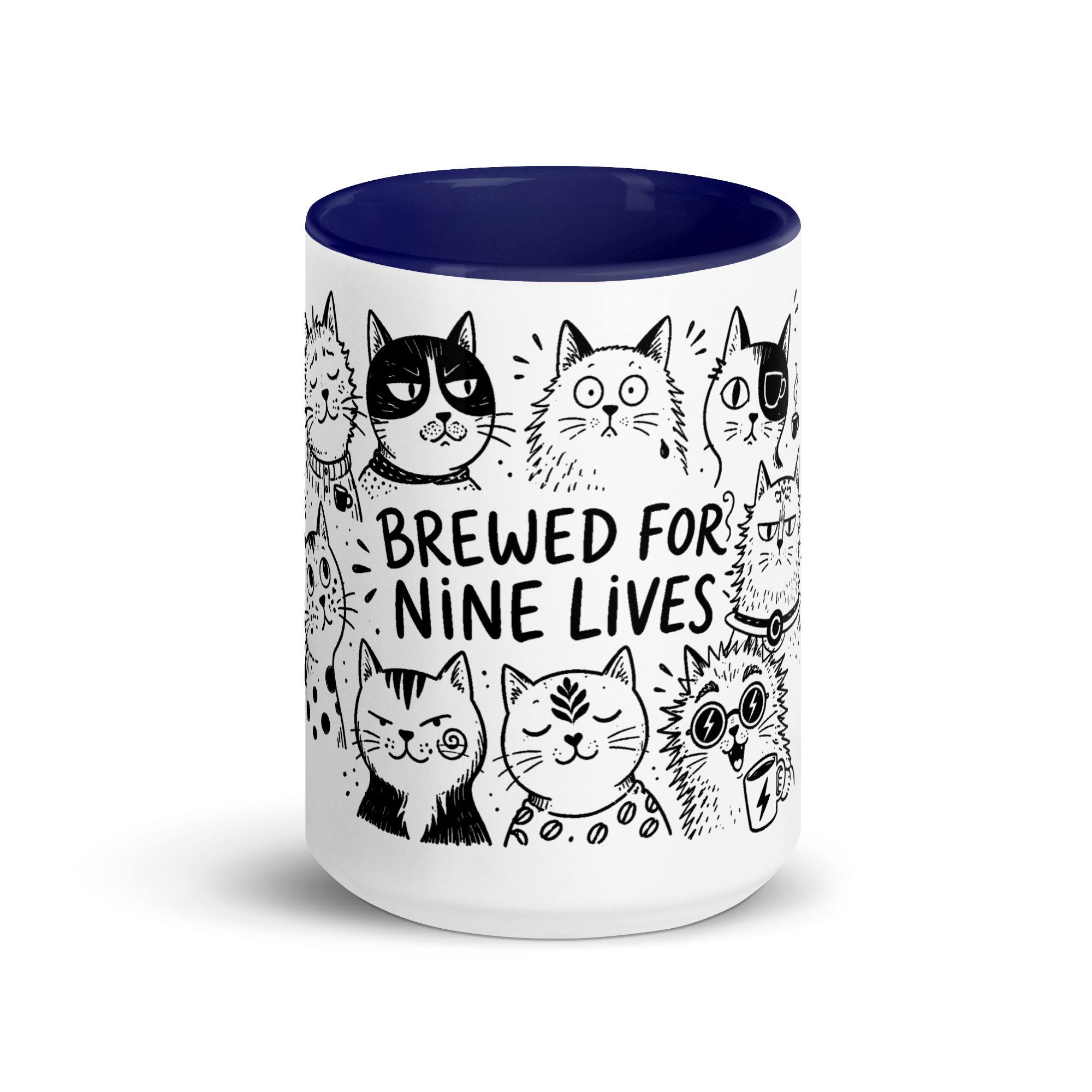 Brewed for Nine Lives Cat Mug with Color Inside - Image 12