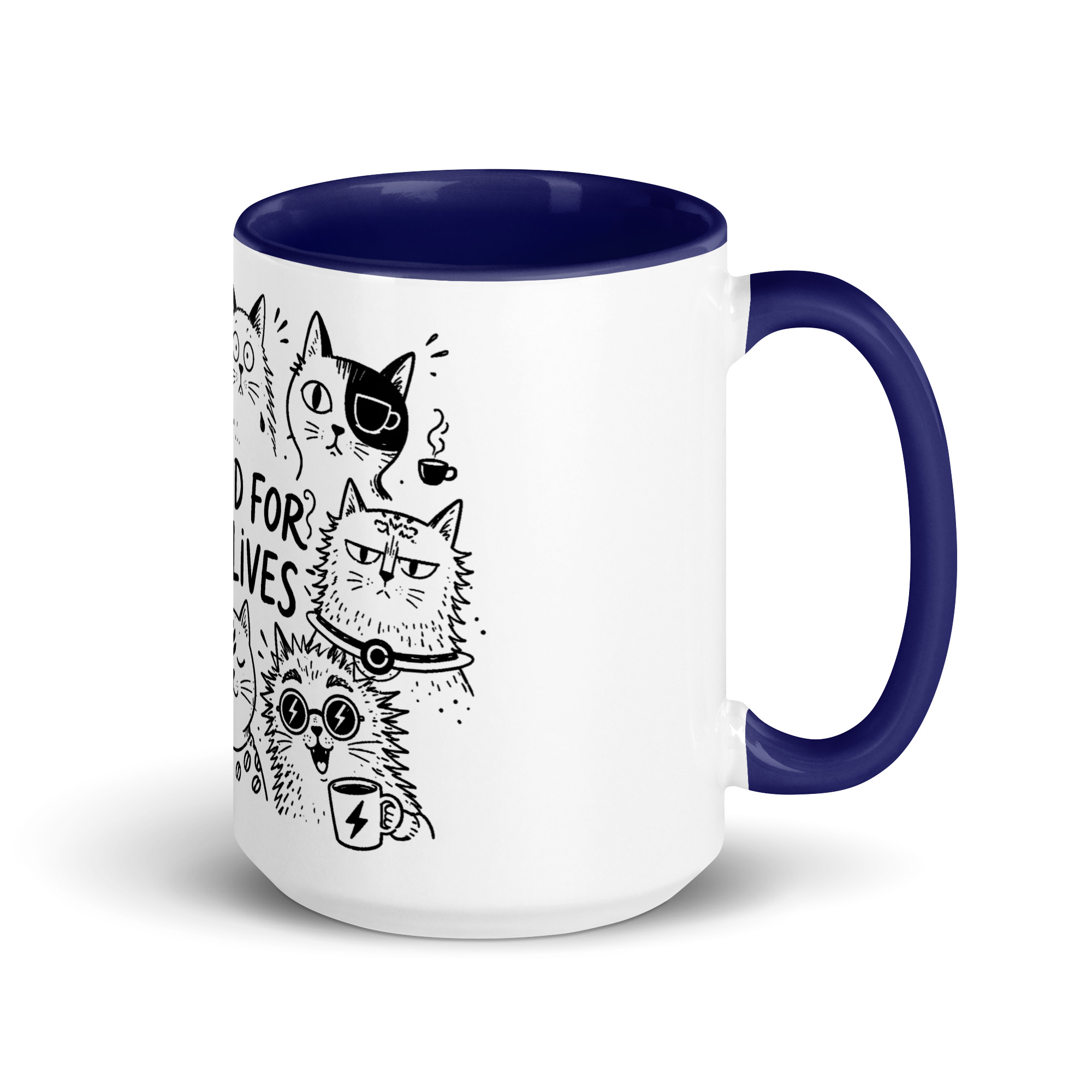 Brewed for Nine Lives Cat Mug with Color Inside - Image 11