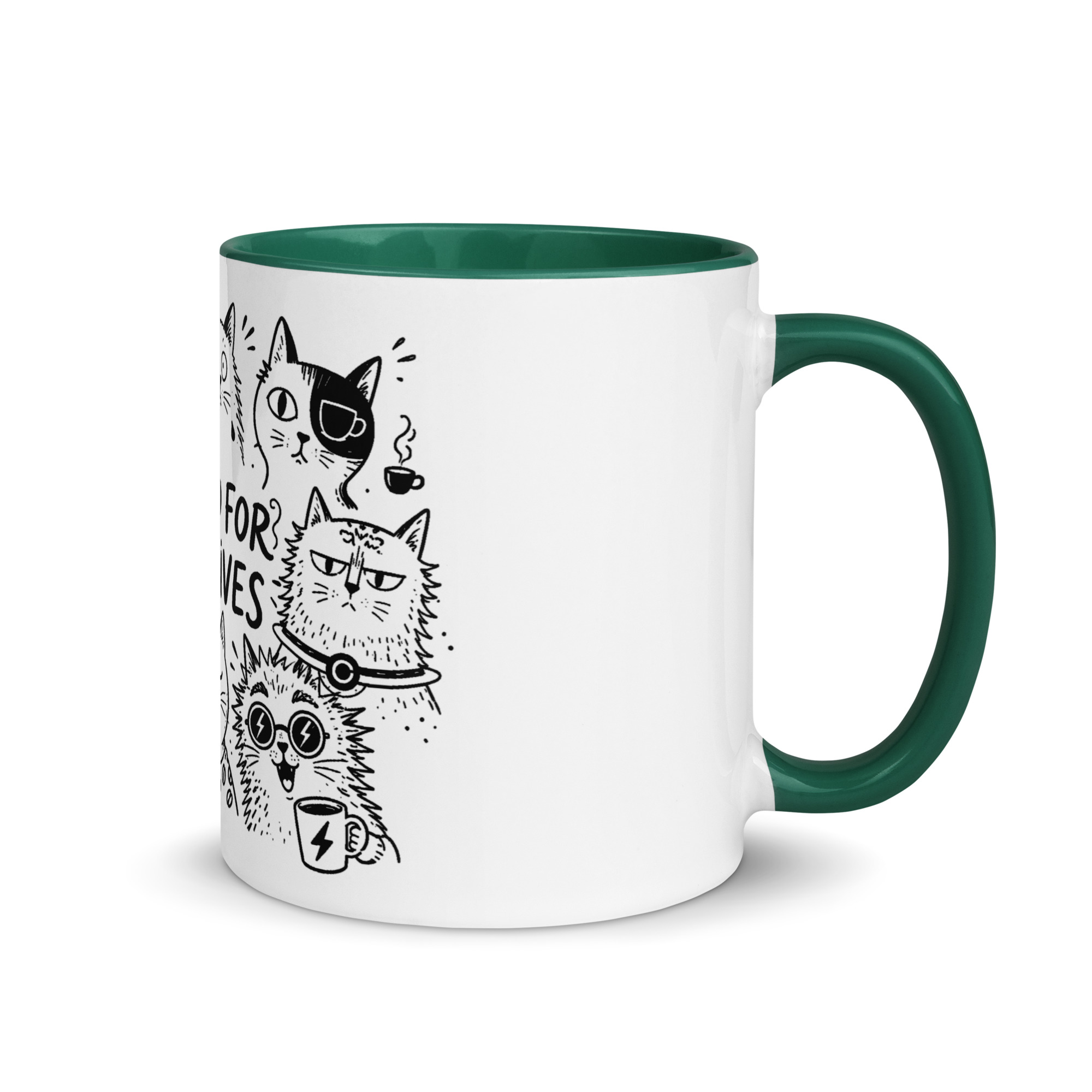 Brewed for Nine Lives Cat Mug with Color Inside - Image 20