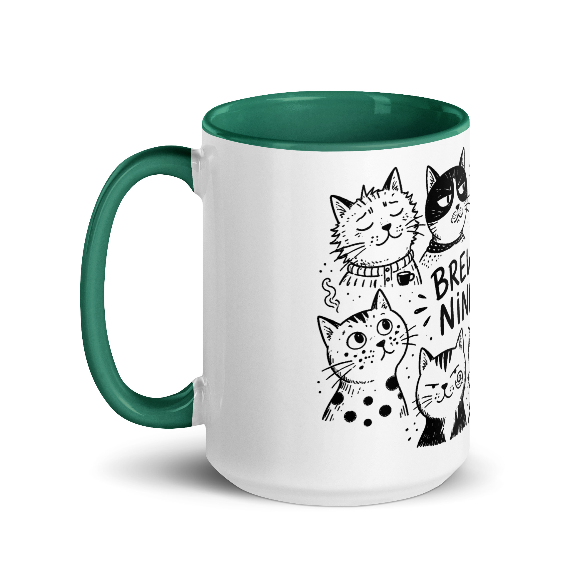 Brewed for Nine Lives Cat Mug with Color Inside - Image 25
