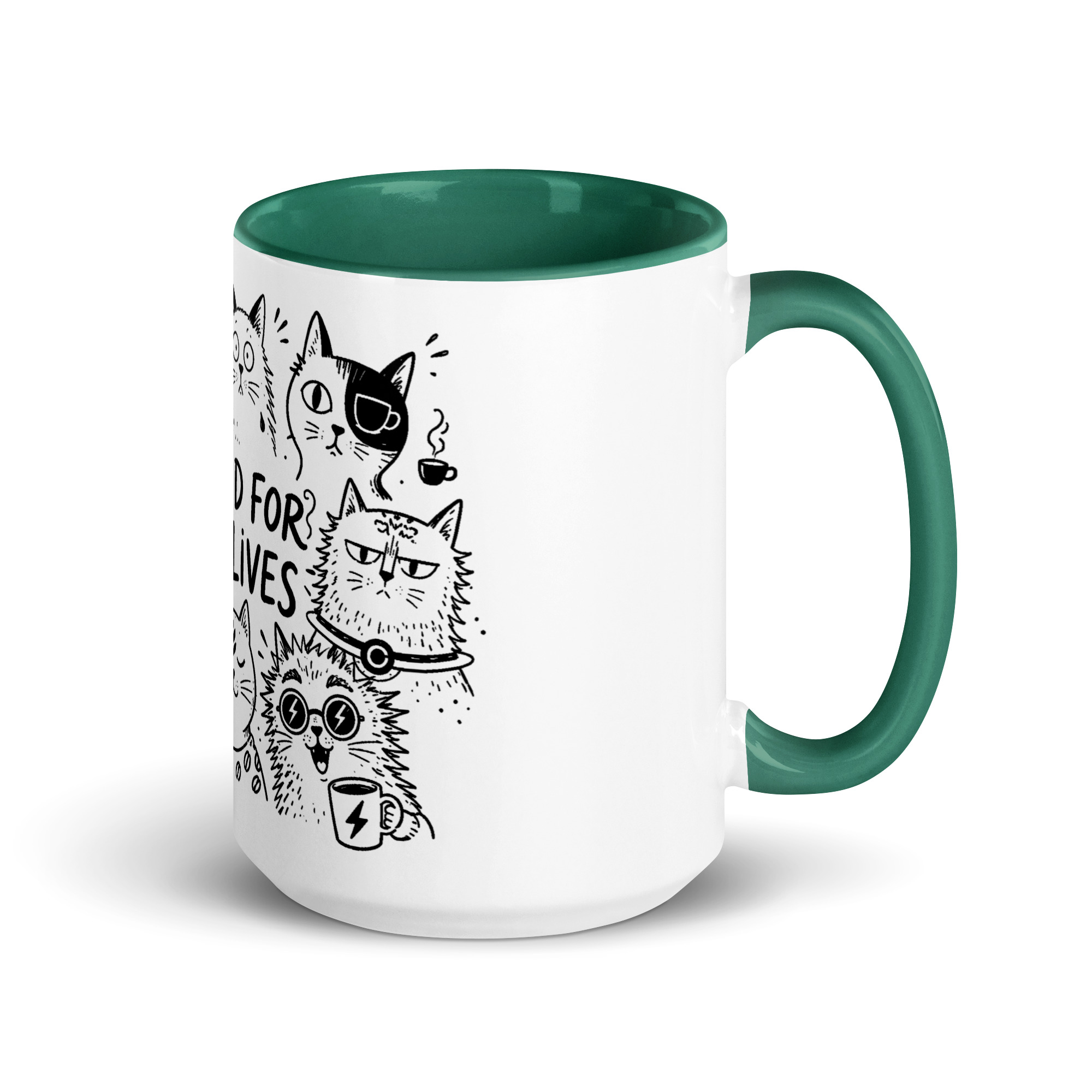 Brewed for Nine Lives Cat Mug with Color Inside - Image 23