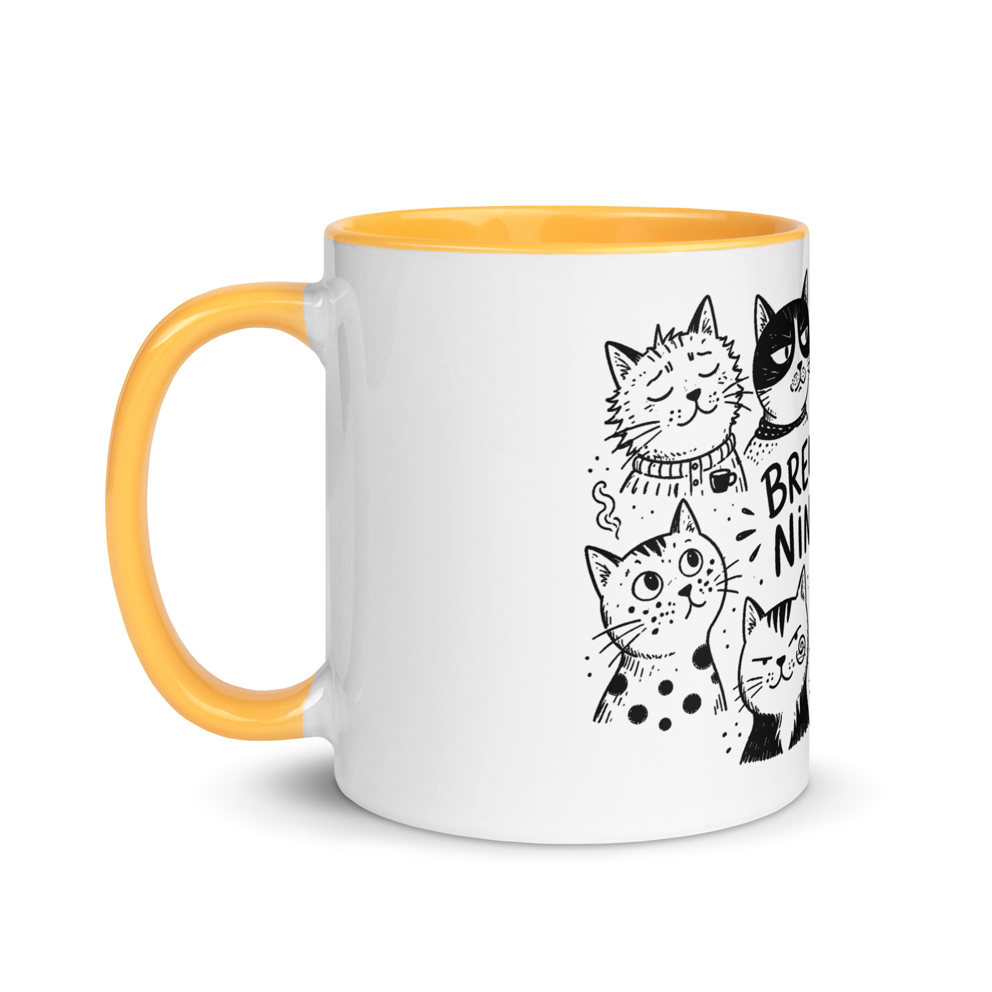 Brewed for Nine Lives Cat Mug with Color Inside - Image 43