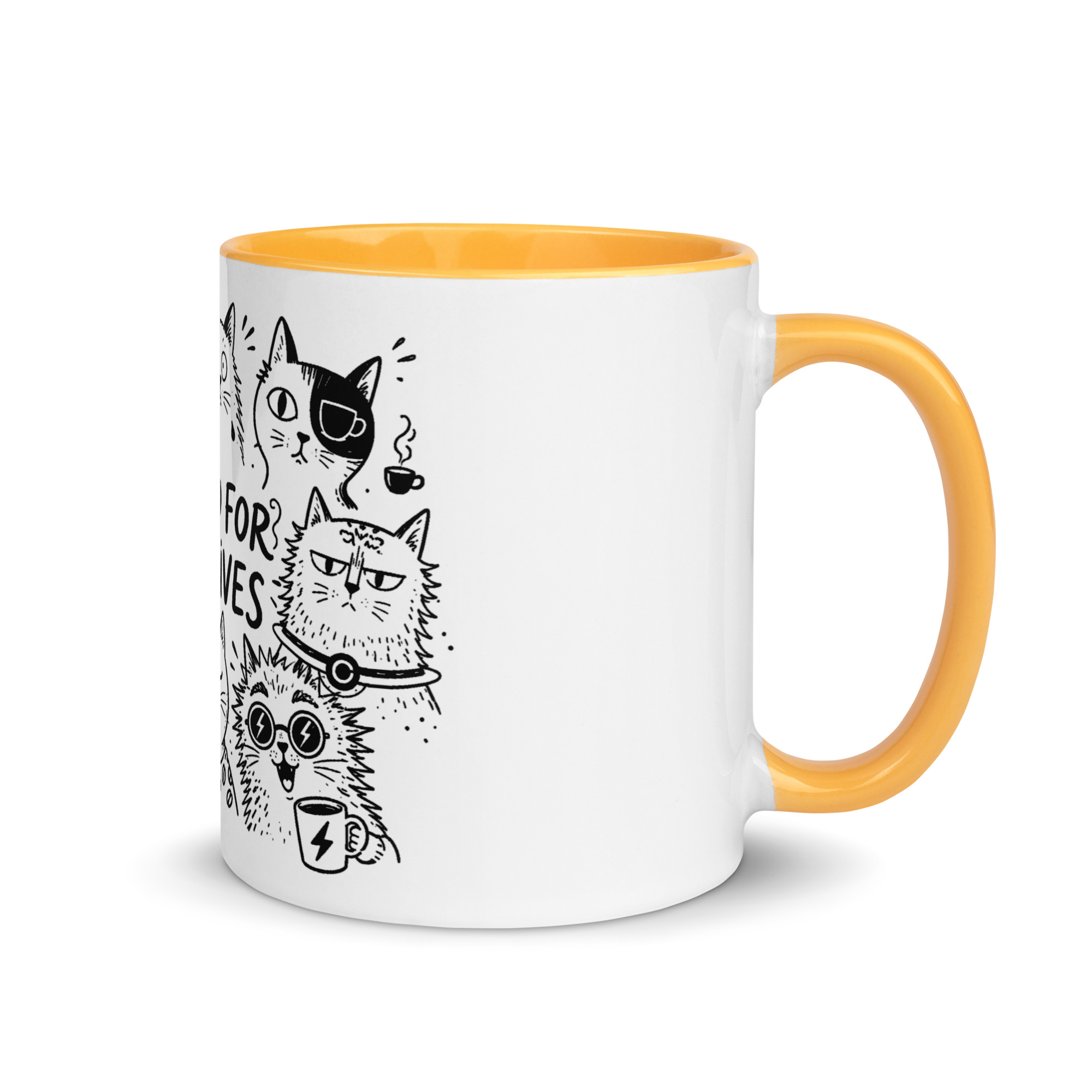 Brewed for Nine Lives Cat Mug with Color Inside - Image 41
