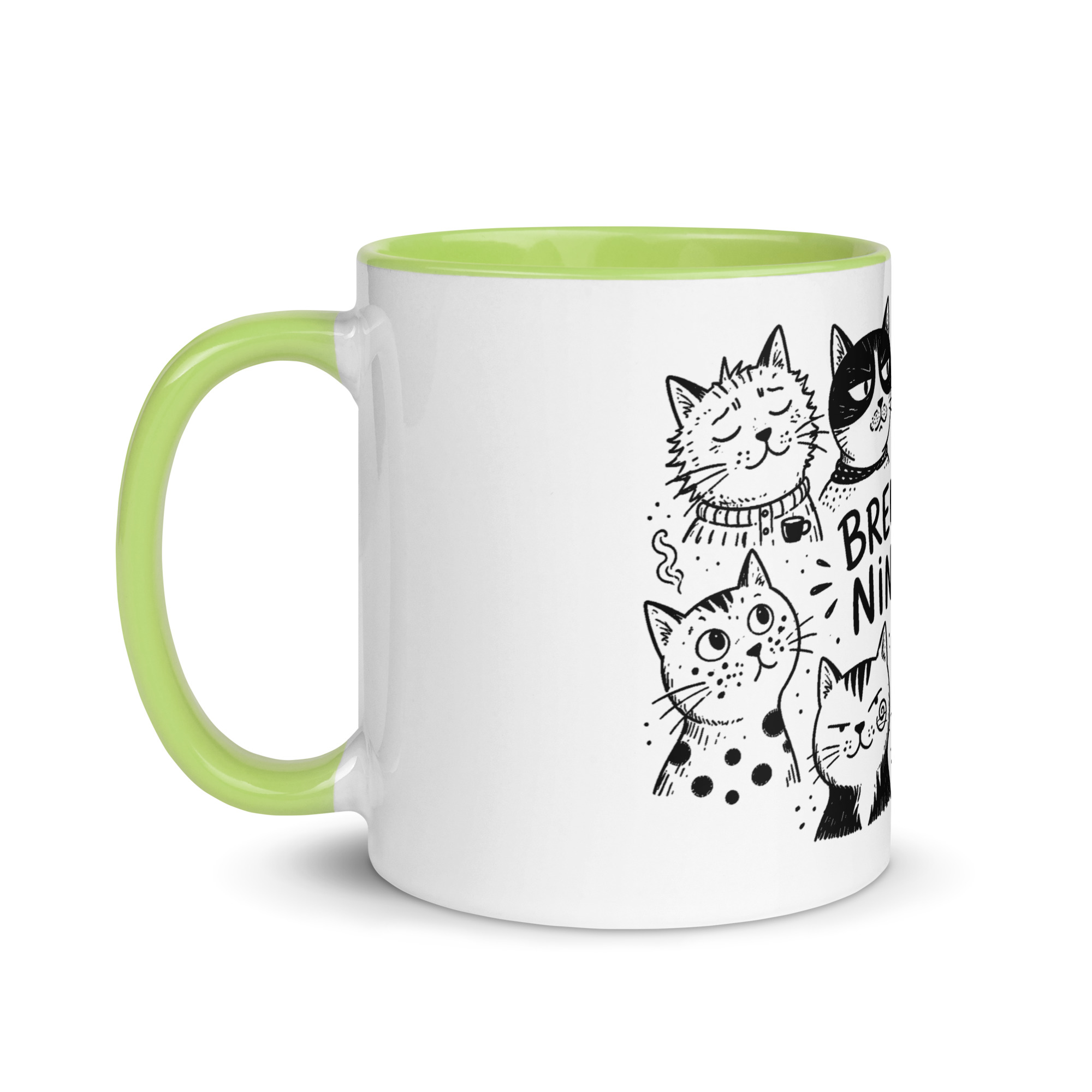 Brewed for Nine Lives Cat Mug with Color Inside - Image 46