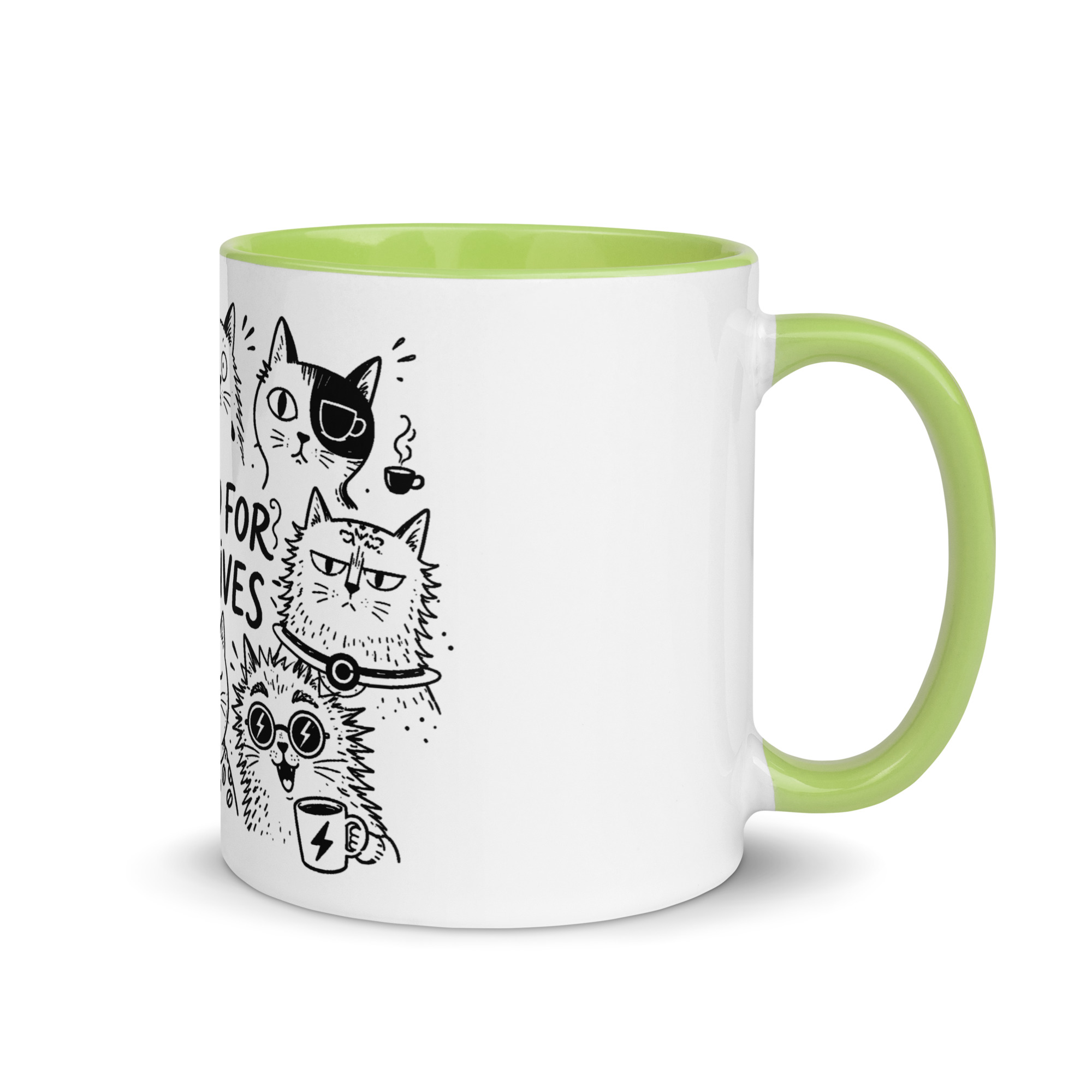Brewed for Nine Lives Cat Mug with Color Inside - Image 44