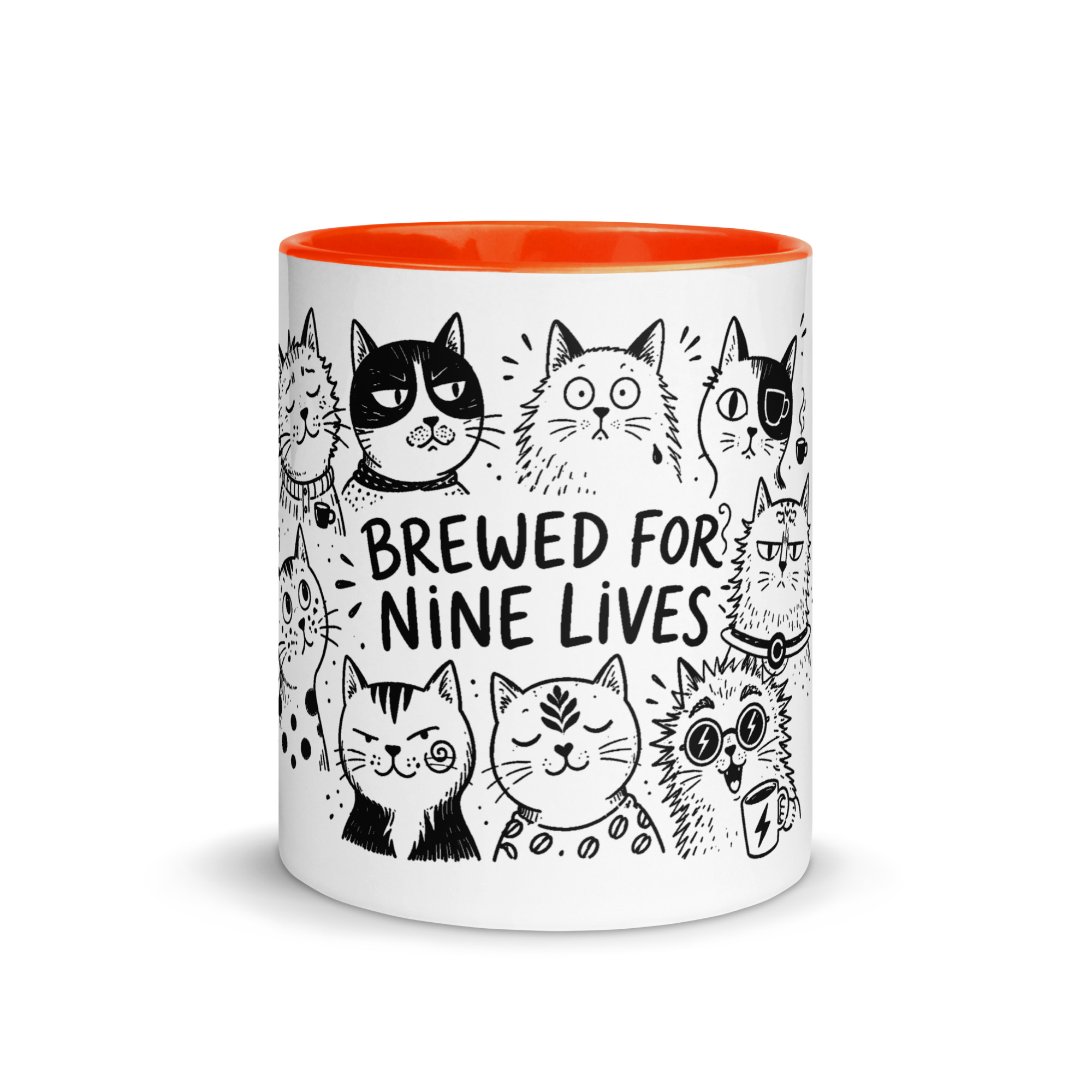Brewed for Nine Lives Cat Mug with Color Inside - Image 27