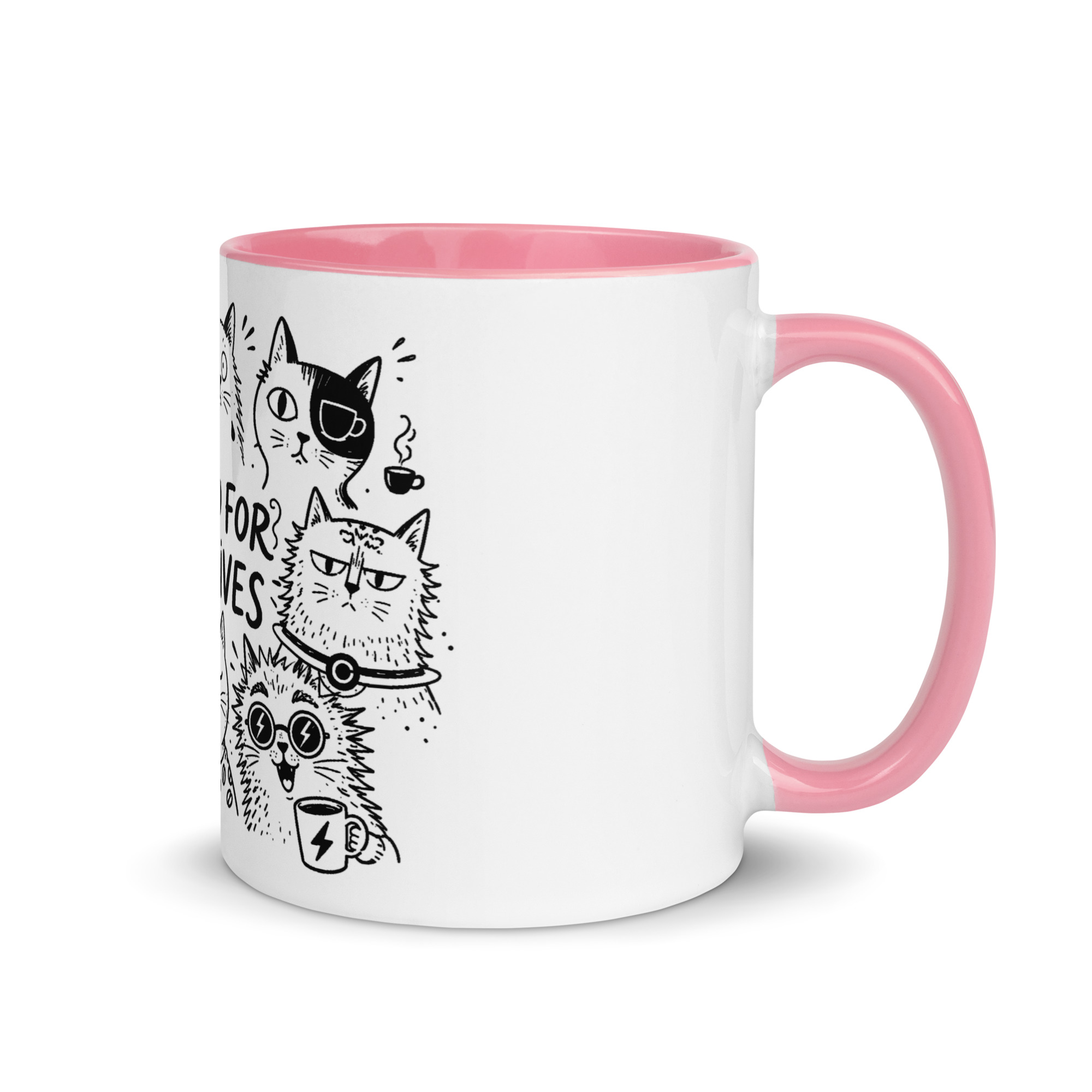 Brewed for Nine Lives Cat Mug with Color Inside - Image 35
