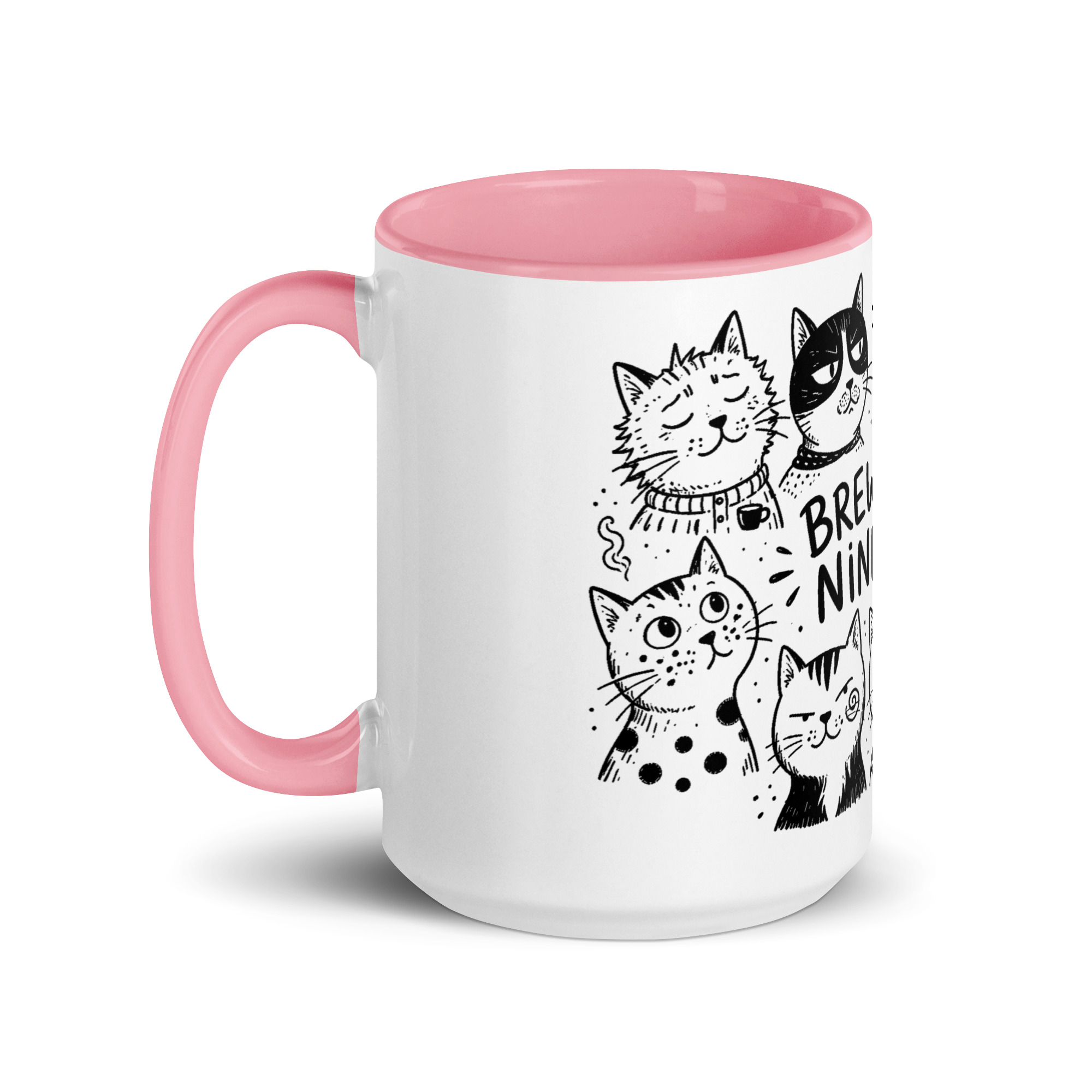 Brewed for Nine Lives Cat Mug with Color Inside - Image 40