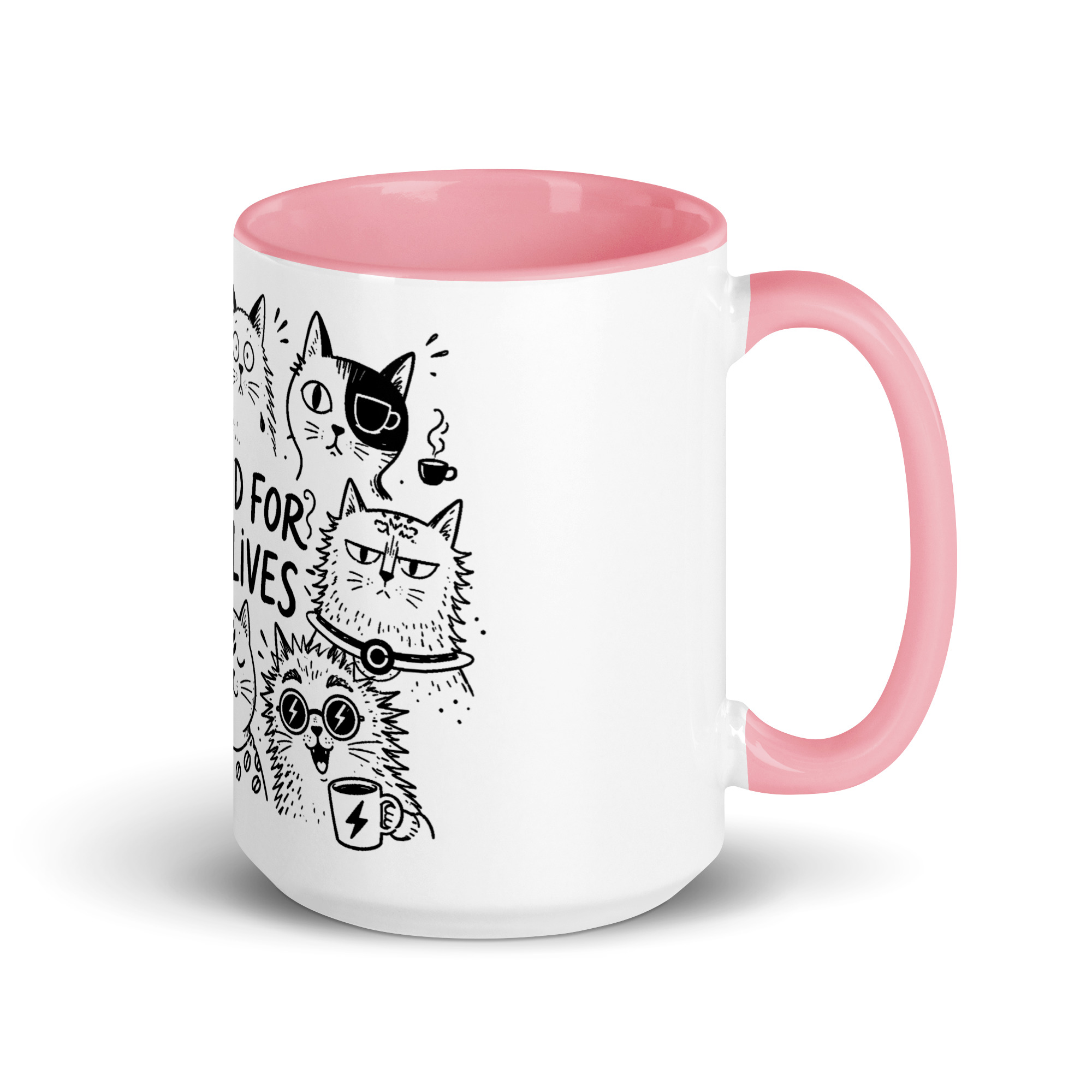 Brewed for Nine Lives Cat Mug with Color Inside - Image 38