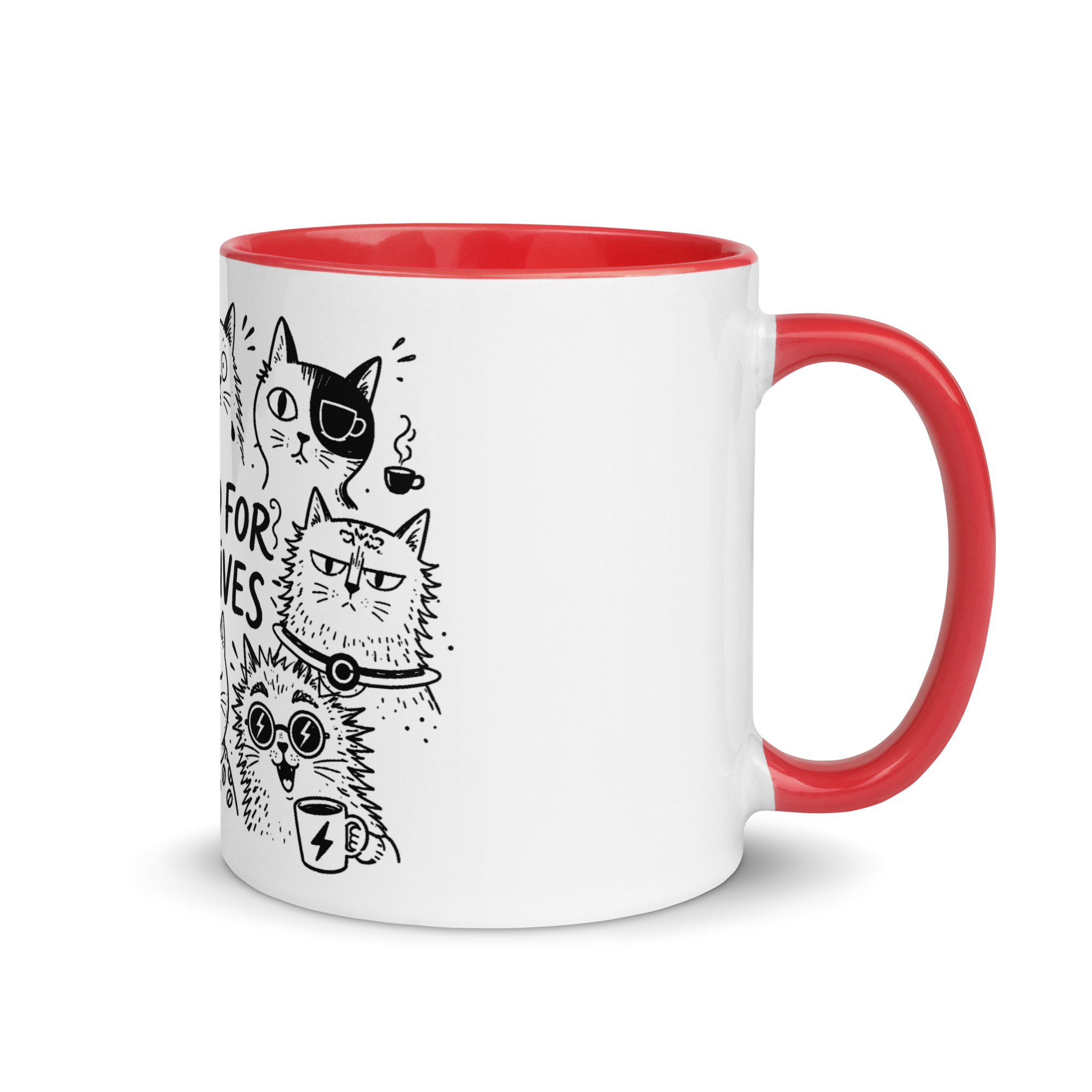 Brewed for Nine Lives Cat Mug with Color Inside - Image 14