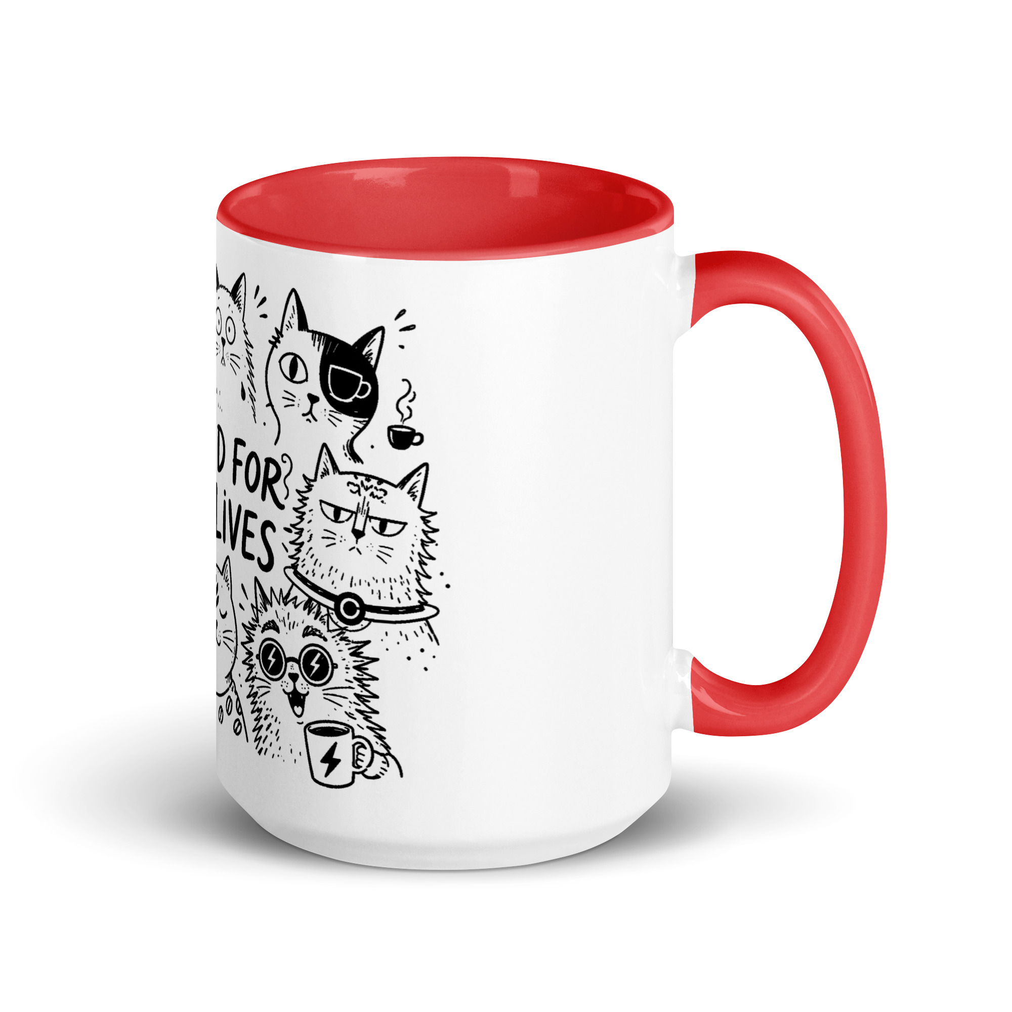 Brewed for Nine Lives Cat Mug with Color Inside - Image 17
