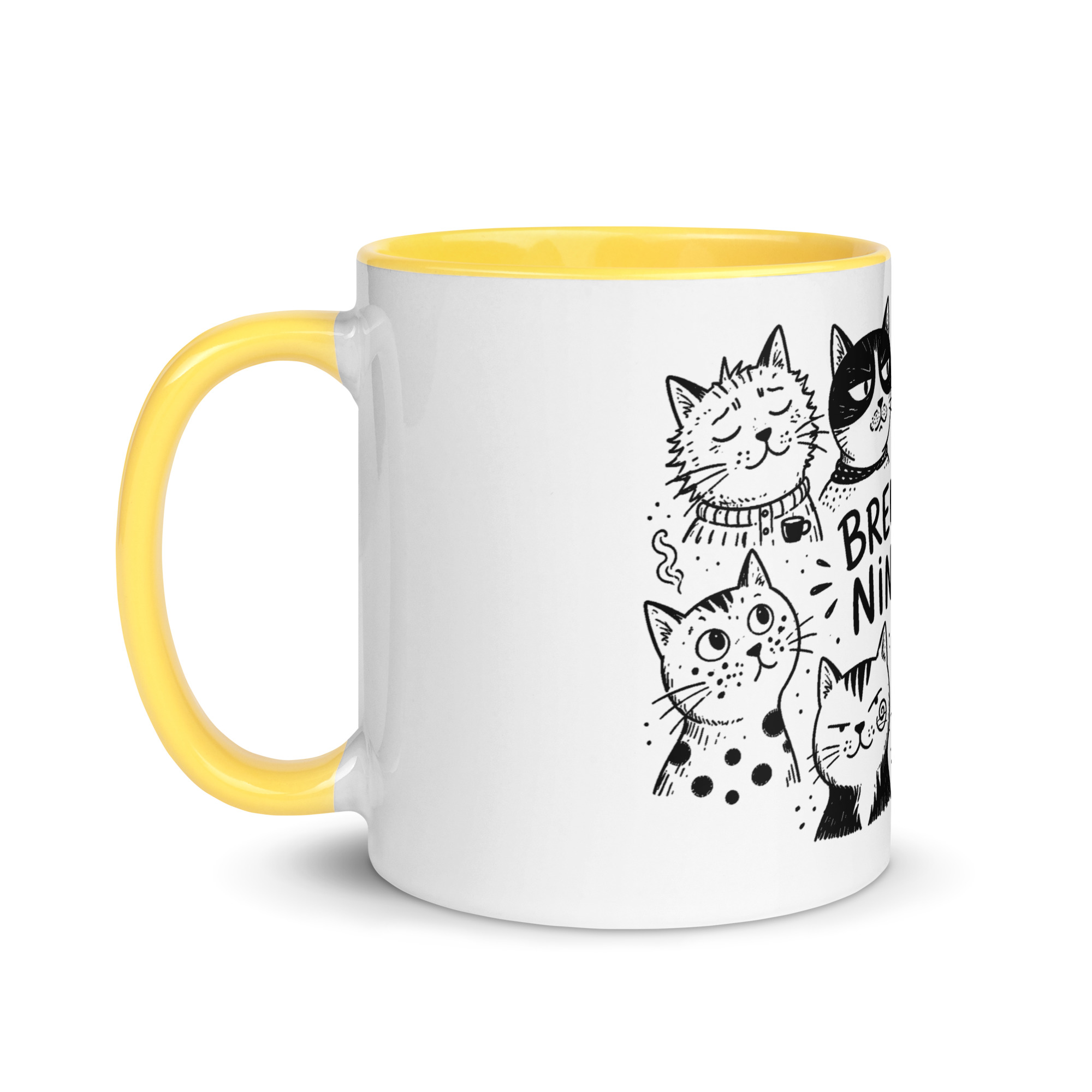 Brewed for Nine Lives Cat Mug with Color Inside - Image 48