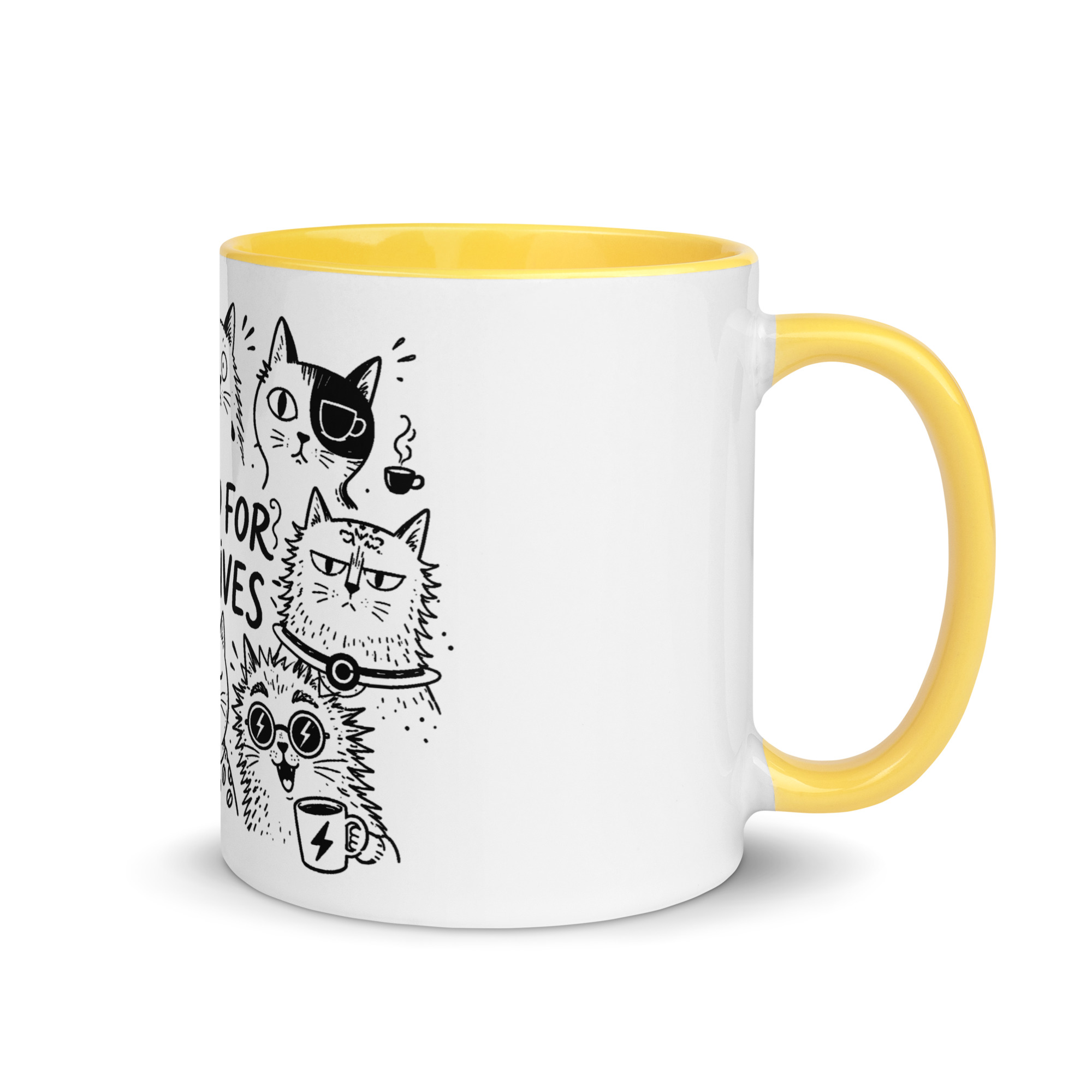 Brewed for Nine Lives Cat Mug with Color Inside - Image 47